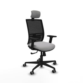 PIQUERAS Y CRESPO Silla de oficina Yunquera con mecanismo Sincro, Gris claro y Negro