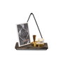Hanah Home Estantería de Pared Madera de Abeto y Metal Negro y Nogal Oscuro 27x28x15 cm