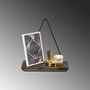 Hanah Home Estantería de Pared Madera de Abeto y Metal Negro y Nogal Oscuro 27x28x15 cm