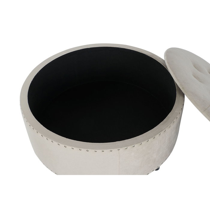 DKD Home Decor Descalzadora de Poliéster y MDF con Tapa, Beige