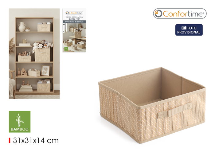 Inde Confortime Cesta de Ordenación Bambú/TNT 31x31x14 cm (12 Unidades) Inde Confortime Cesta de Ordenación Bambú/TNT 31x31x14 cm (12 Unidades)
