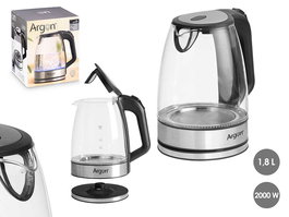 Argon Hervidor Agua Cristal Acero Inox 2000W 1.8L 23x24x16cm (Set de 6)