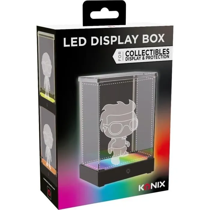 Konix Caja de Visualización LED para Figuras Compatible con Funko Pop y Banpresto Qposket con Iluminación RGB Cable USB Konix Caja de Visualización LED para Figuras Compatible con Funko Pop y Banpresto Qposket con Iluminación RGB Cable USB