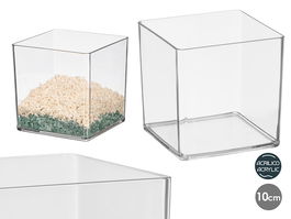 Giftdecor Jarron Decorativo Aparenza, Cuadrado de Acrilico Transparente, Dimensiones 10 cm Ancho x 10 cm Alto x 10 cm Largo (Set de 24)