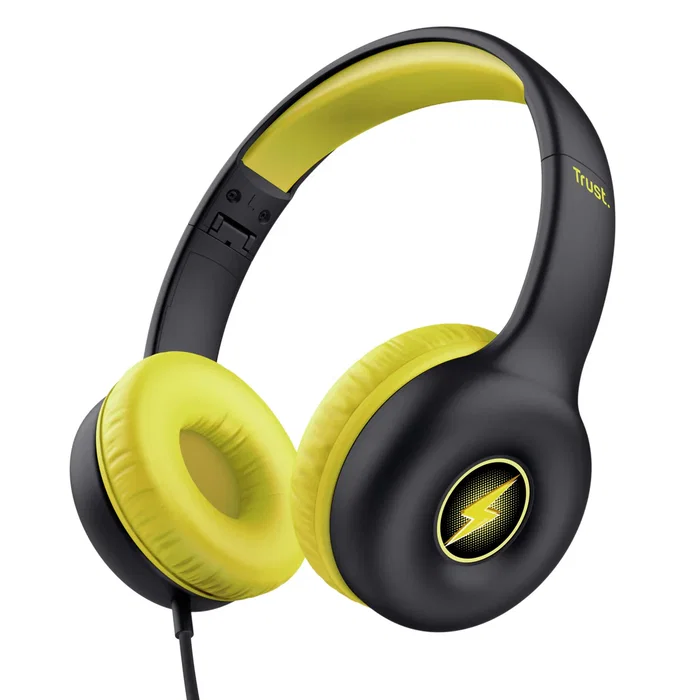 Trust Auriculares Diadema Alámbrico para Niños Nouna Kids Negro y Amarillo con Micrófono Integrado y Conector 3.5 mm