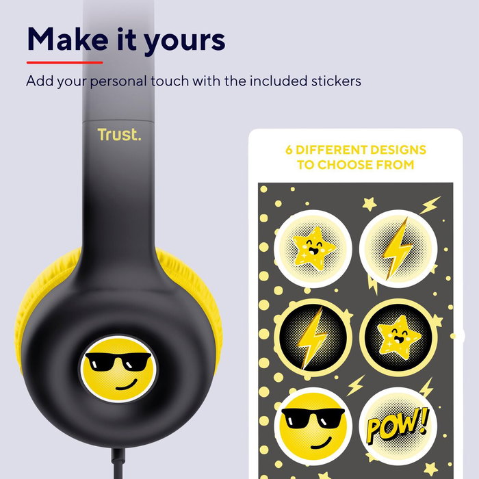Trust Nouna Kids Auriculares Infantiles con Micrófono Negros