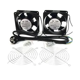 Powergreen Kit de Ventilación Doble con 2 Ventiladores de 12 cm para Armario Rack 19", 230V - Incluye Rejillas y Tornillos