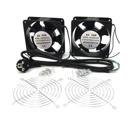 Powergreen Kit de Doble Ventilador de 12 cm para Armario Rack