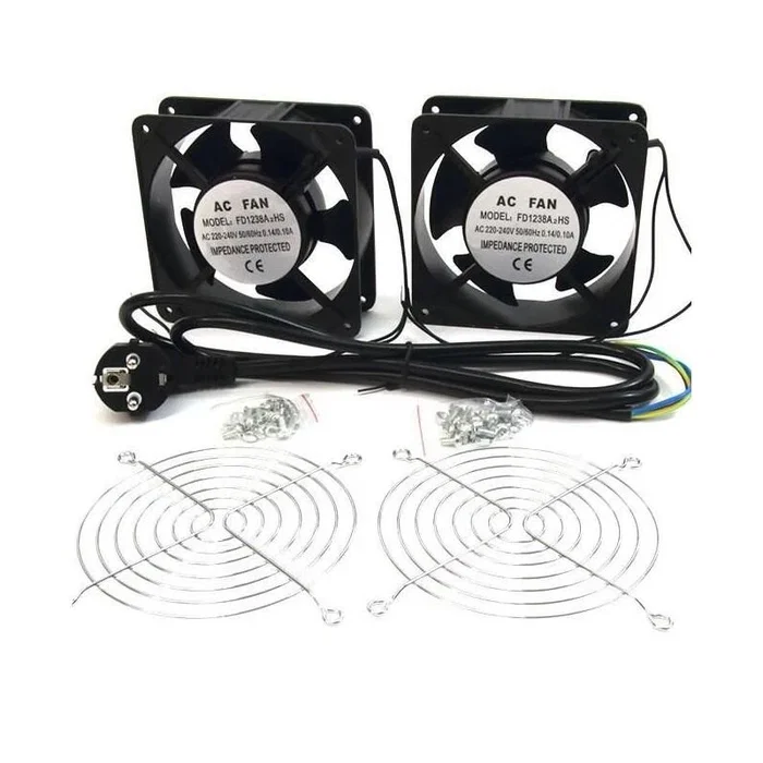 Powergreen Kit de Doble Ventilador de 12 cm para Armario Rack Powergreen Kit de Doble Ventilador de 12 cm para Armario Rack
