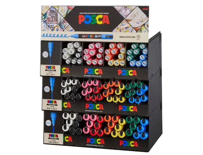 POSCA Expositor de Marcadores de Pintura PC-1M, PC-3M, PC-5M de 112 Piezas Surtidas