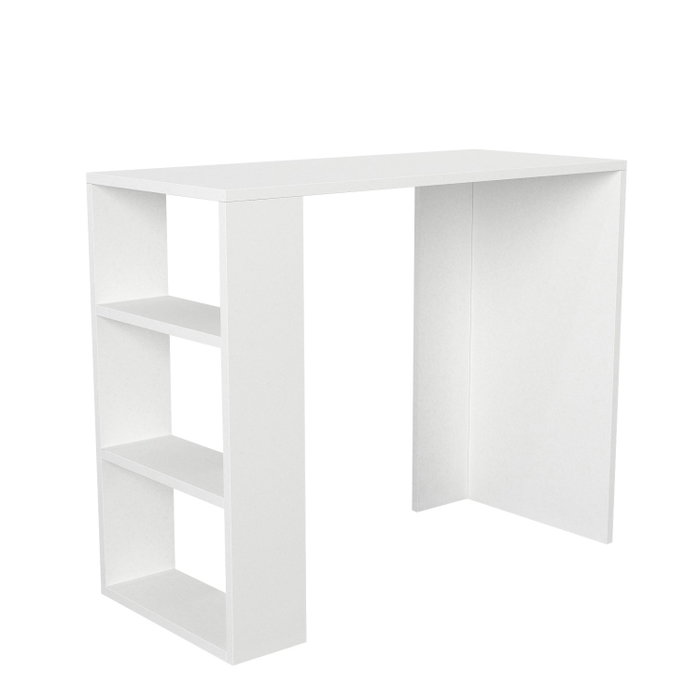 Hanah Home Mesa de Estudio Blanca Estilo Escandinavo con Estantes y Fijación a la Pared 90x74x40cm Tablero Melamina 18mm