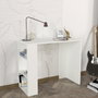 Hanah Home Mesa de Estudio Blanca Estilo Escandinavo con Estantes y Fijación a la Pared 90x74x40cm Tablero Melamina 18mm