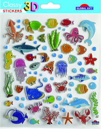 Stickers Grupo Global Gift Bolsa 1H Classy 3D Animales Marinos Glitter