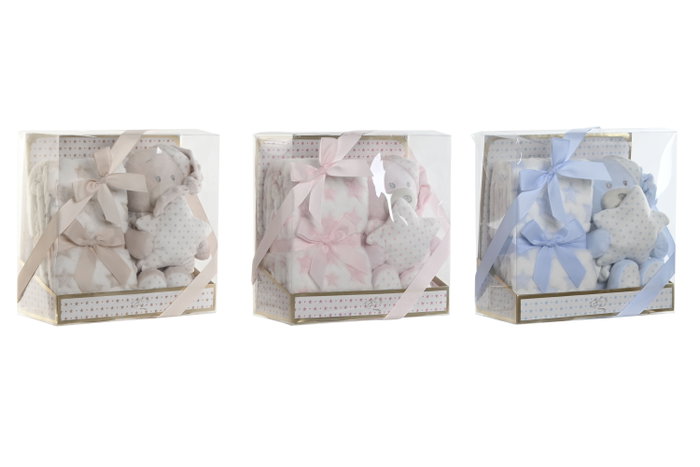 DKD Home Decor Peluche Manta Bebé Rosa, Azul, Beige Poliéster 100 x 1 x 80 cm Set 2 Piezas DKD Home Decor Peluche Manta Bebé Rosa, Azul, Beige Poliéster 100 x 1 x 80 cm Set 2 Piezas