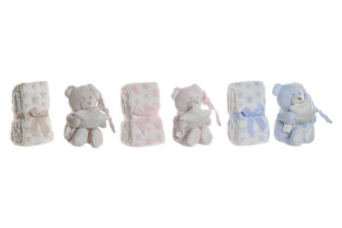DKD Home Decor Peluche Manta Bebé Rosa, Azul, Beige Poliéster 100 x 1 x 80 cm Set 2 Piezas DKD Home Decor Peluche Manta Bebé Rosa, Azul, Beige Poliéster 100 x 1 x 80 cm Set 2 Piezas