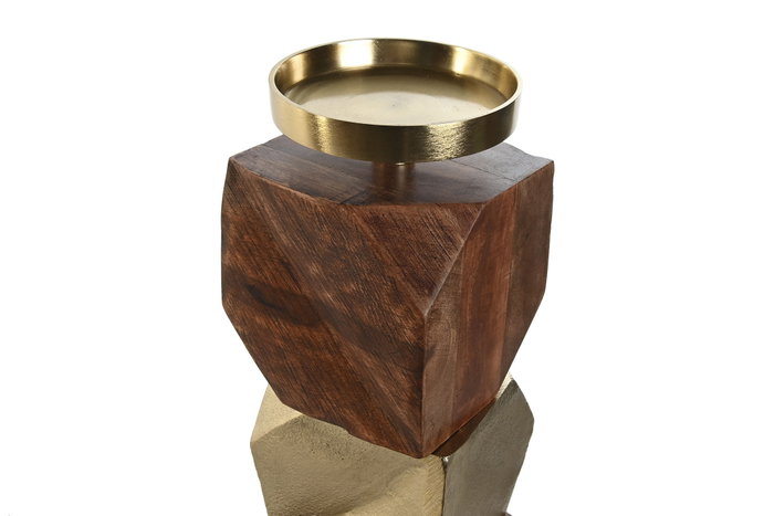 DKD Home Decor Portavelas de Aluminio y Cristal Dorado