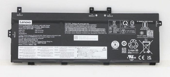 Lenovo Batería Interna para Portátil ThinkPad X13 Yoga Gen 3, 52.9Wh, 3 Celdas Li-Ion, 11.58V Lenovo Batería Interna para Portátil ThinkPad X13 Yoga Gen 3, 52.9Wh, 3 Celdas Li-Ion, 11.58V