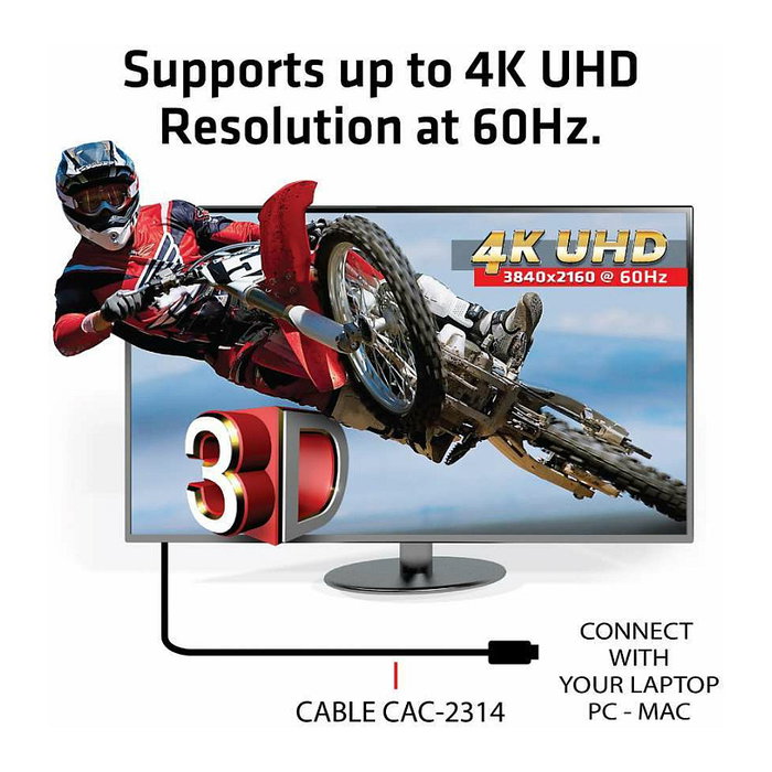 Club 3D Cable HDMI 2.0 (A-A) 15 m con tecnología RedMere, 18 Gbit/s, 4K Ultra HD a 60Hz, 3D, HDR, Full HD 1080p, Conectores Chapados en Oro