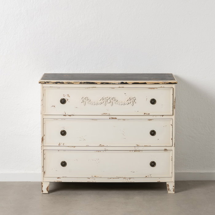 Cómoda Blanco Rozado Madera 105 X 50 X 87,50 cm Cómoda Blanco Rozado Madera 105 X 50 X 87,50 cm