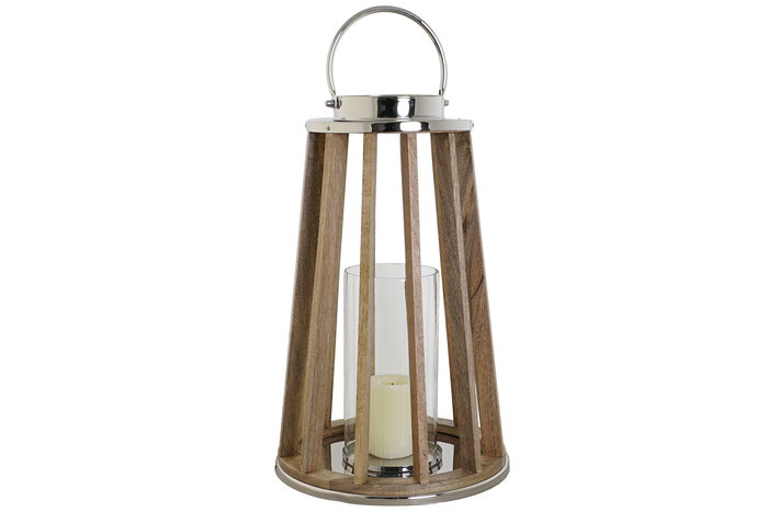 DKD Home Decor Portavela Marron Plateado 32 x 51 x 32 cm Mango y Cristal