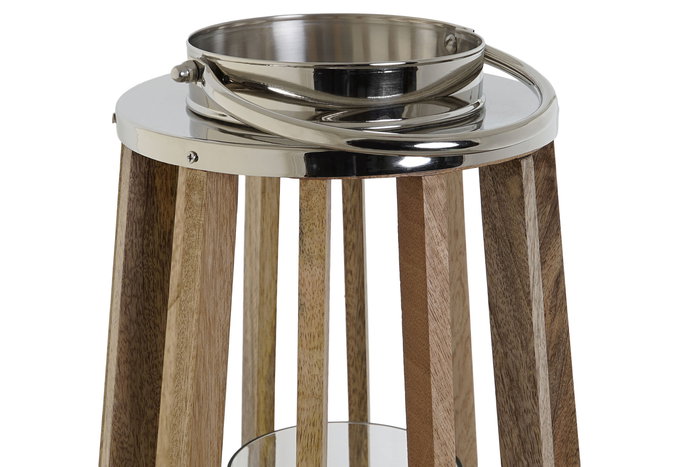 DKD Home Decor Portavela Marron Plateado 32 x 51 x 32 cm Mango y Cristal