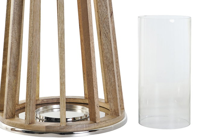 DKD Home Decor Portavela Marron Plateado 32 x 51 x 32 cm Mango y Cristal