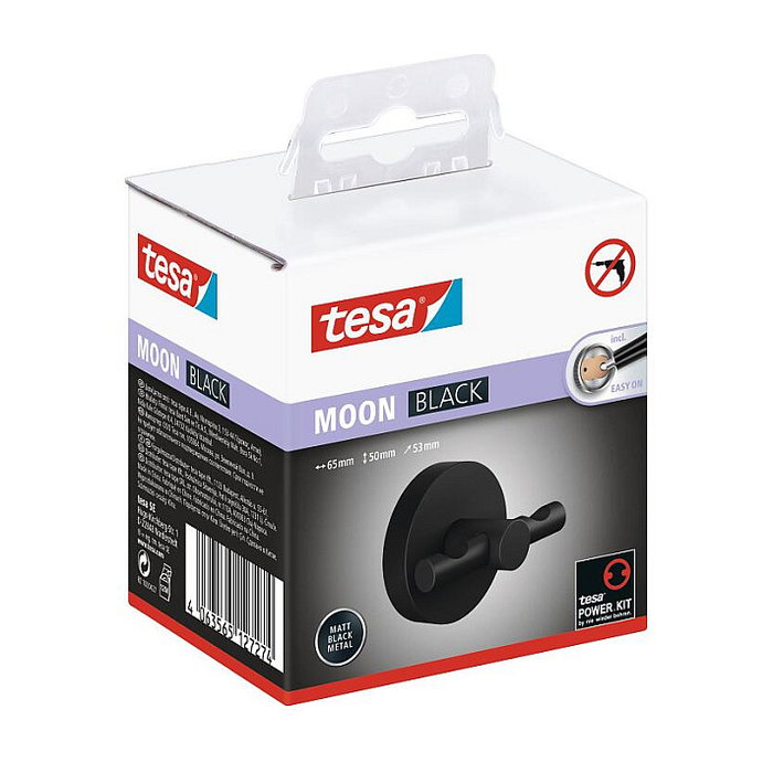 Tesa Gancho toallero MOON Negro metal 65 mm