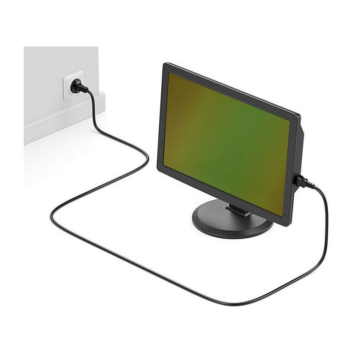 EQUIP 112110 Cable de Alimentación C18 a Schuko, 1.80m, Ángulo 180°, Negro