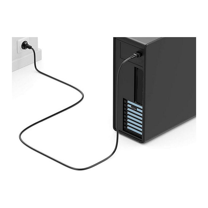 EQUIP 112110 Cable de Alimentación C18 a Schuko, 1.80m, Ángulo 180°, Negro