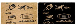 DKD Home Decor Felpudo Marron Claro Negro Fibra Coco PVC 40 x 1.5 x 60 cm (6 Unidades)