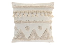 DKD Home Decor Cojín de Poliéster Crudo con Aplicaciones 45x45 cm