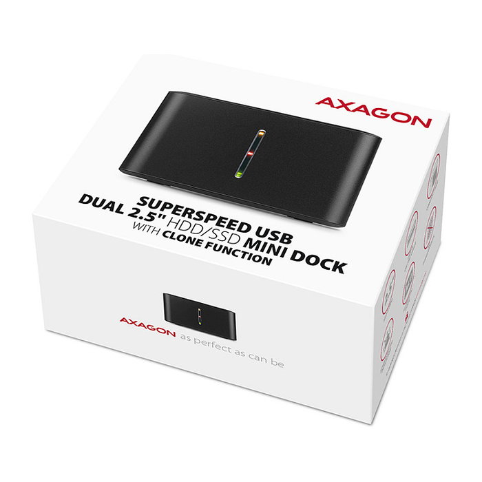Axagon ADSA-D25 Dock Station Dual para SSD SATA 2.5 con Clonación y USB 3.2 Gen 1 Axagon ADSA-D25 Dock Station Dual para SSD SATA 2.5 con Clonación y USB 3.2 Gen 1