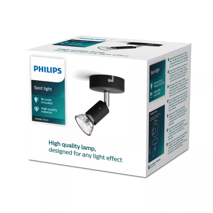 Philips Limbali Lámpara de 1 foco, GU10, Negro