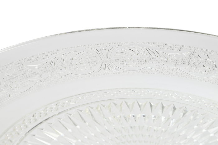 DKD Home Decor Plato de Cristal Grabado Transparente con Pie 33x33x9,4 cm