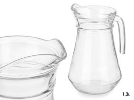 Vivalto Jarra de Vidrio con Asa Transparente de 1,3 L | 16x21x13 cm (Set de 12)