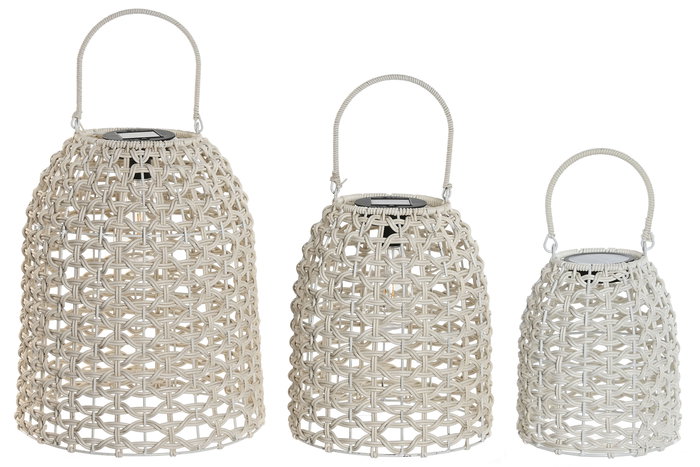 DKD Home Decor Lámpara Solar Terraza Y Jardín Blanco 29 x 35 x 29 cm Set de 3 DKD Home Decor Lámpara Solar Terraza Y Jardín Blanco 29 x 35 x 29 cm Set de 3