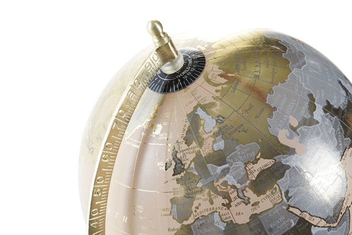 DKD Home Decor Globo Terráqueo Aluminio y PVC Rosa y Dorado