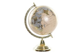 DKD Home Decor Globo Terráqueo Aluminio y PVC Rosa y Dorado