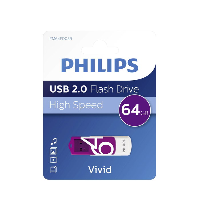 Philips USB 2.0 Vivid Edition Magic Purple 64 GB Philips USB 2.0 Vivid Edition Magic Purple 64 GB