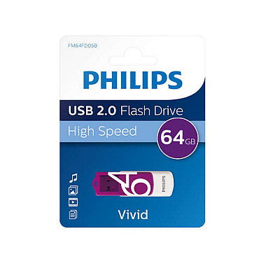 Philips FM64FD05B USB 2.0 64GB Vivid Edition Magic Purple Giratorio