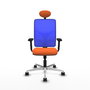 PIQUERAS Y CRESPO Silla de oficina Motilla con mecanismo Sincro, Tela Naranja y Malla Azul