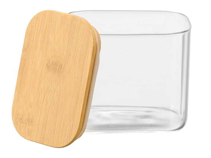 Vivalto Tarro Rectangular de Borosilicato 800ml con Tapa de Bambú