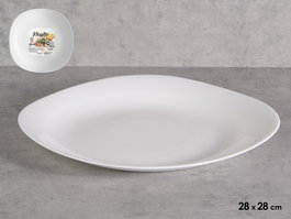 VIVALTO Plato Llano Cuadrado Opal Blanco 28 cm (Set de 24)