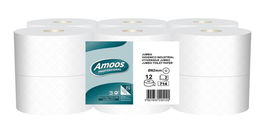 Papel Higienico Amoos Professional Jumbo 2 Capas 714 Servicios 250 Metros Blanco (Set de 12)