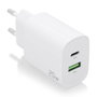 Aisens Cargador de Pared 20W con USB-C PD 3.0 y USB-A QC 3.0 Blanco A110-0754