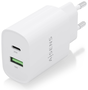 Aisens Cargador de Pared 20W con USB-C PD 3.0 y USB-A QC 3.0 Blanco A110-0754