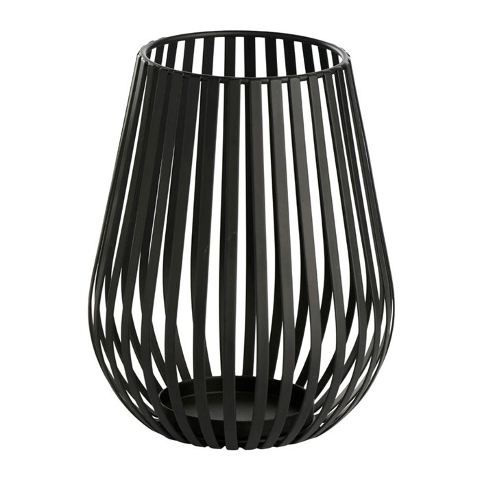 Day Portavelas Hierro 20 cm - Modelo Calado, Recubrimiento Polvo de Hierro, Colores Arena o Negro