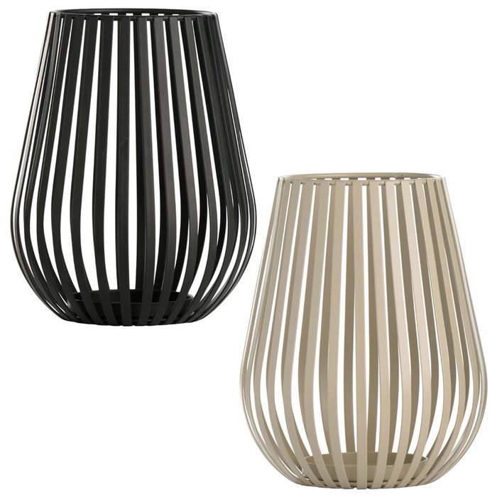 Day Portavelas Hierro 20 cm - Modelo Calado, Recubrimiento Polvo de Hierro, Colores Arena o Negro