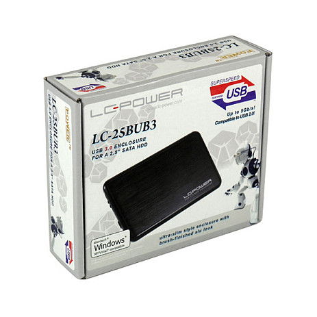 LC-Power LC-25BUB3 6cm SATA USB3 2.5" Aluminio Negro