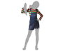 Disfraz Infantil de Muñeca Poseída Halloween Peto Azul y Camiseta de Rayas Gris Niña 3-4 Años